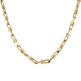 60052 14K YELLOW GOLD 24"HIGH POLISH U LINK  STYLE NECK PIECE