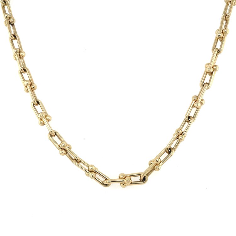 60052 14K YELLOW GOLD 24"HIGH POLISH U LINK  STYLE NECK PIECE