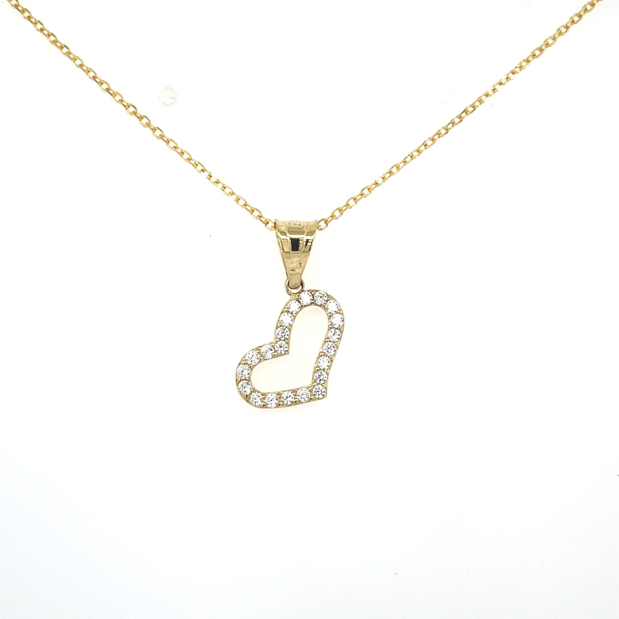 70175 14K YELLOW GOLD CUBIC ZIRCONIA SMALL OPEN HEART PENDANT NECKLACE 70175 14K YELLOW GOLD CUBIC ZIRCONIA SMALL OPEN HEART PENDANT NECKLACE