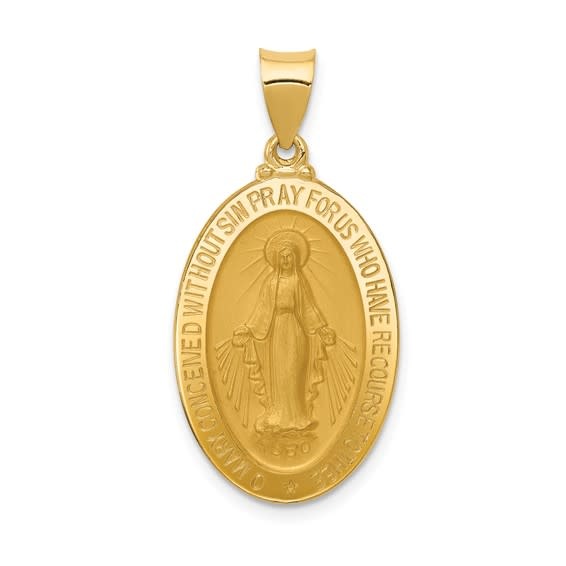 77180 14K YELLOW GOLD 21.50MM OVAL MIRACULOUS MEDAL