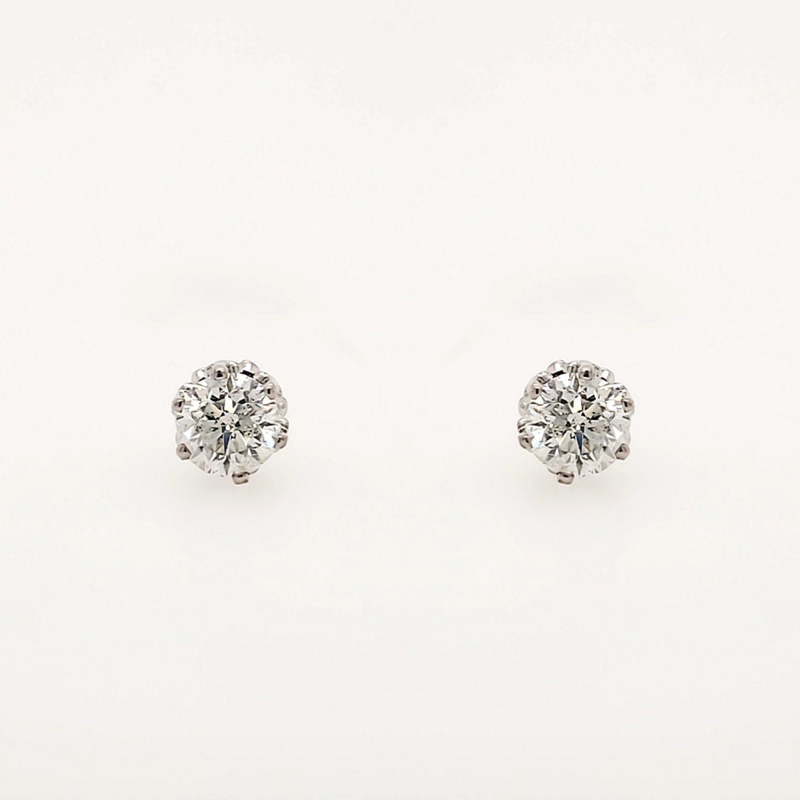 30893 14K WHITE GOLD .87CTW DIAMOND STUDS CROWN SETTING PUSH BACKS