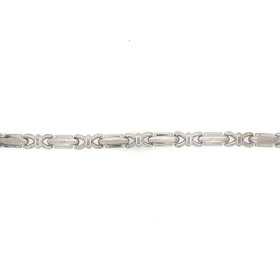 20165 14K WHITE GOLD X AND RAISED SATIN FINISH BAR LINK STAMPATO BRACELET