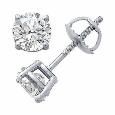 30906 14K WHITE GOLD .33TCW I SI2 ROUND DIAMOND SOLITAIRE STUDS