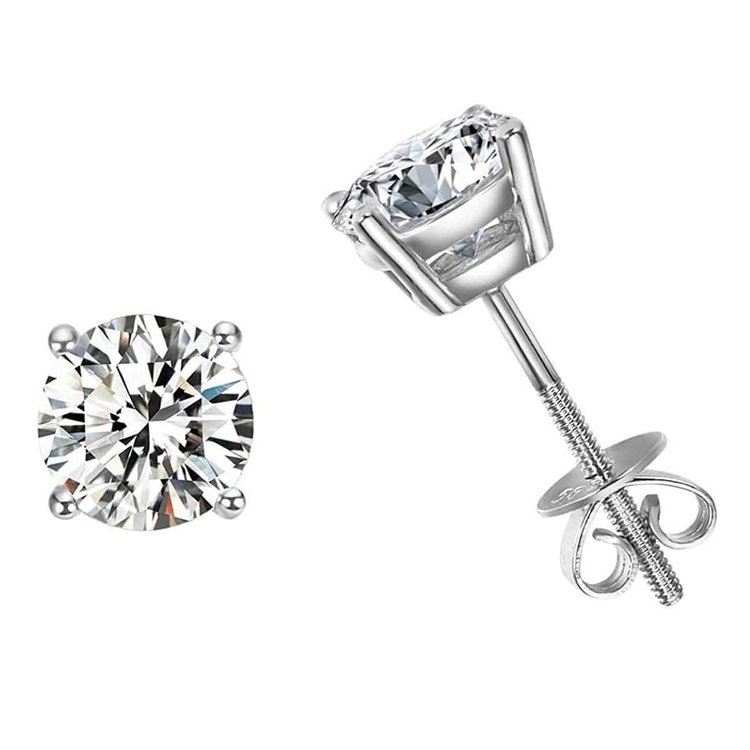30910 14K WHITE GOLD .80TCW H I ROUND DIAMOND SOLITAIRE STUDS
