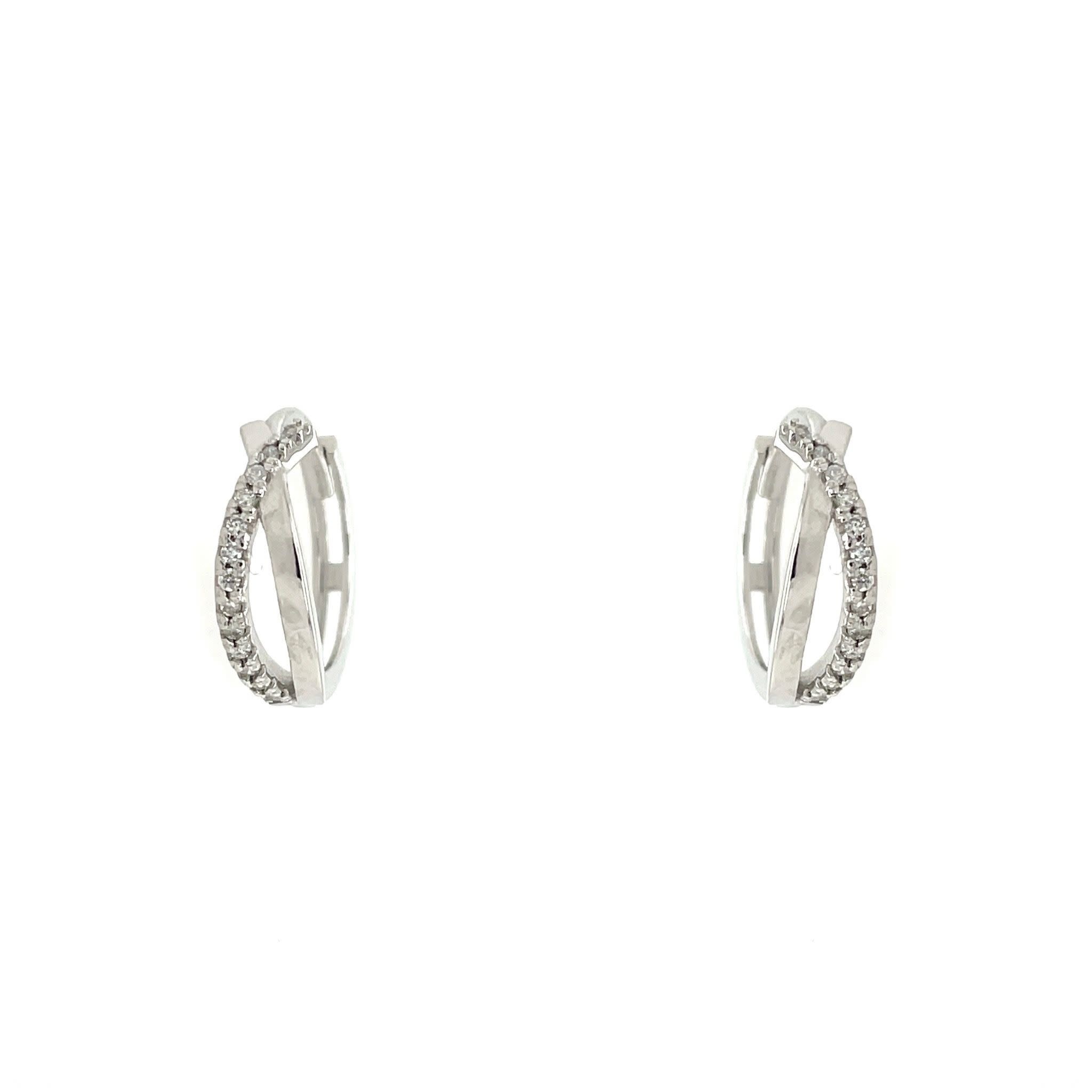 30919 14K WHITE GOLD .15CTW DIAMOND HIGH POLISH CROSSOVER HUGGIES