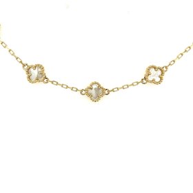60054 14K YELLOW GOLD MOTHER OF PEARL CLOVER NECKPIECE