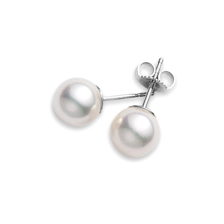 30586 14K WHITE GOLD 7-7.8MM 14K WHITE AKOYA PEARL STUDS