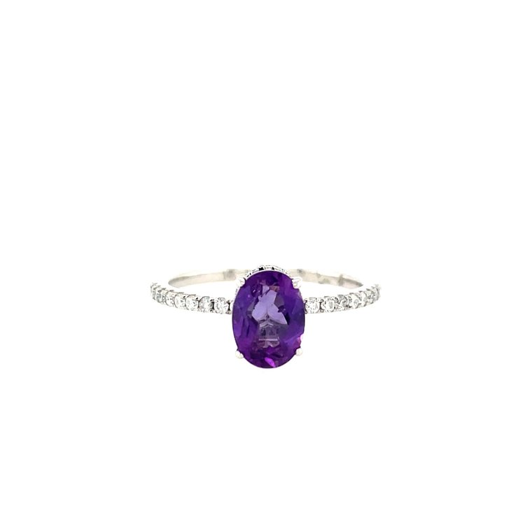 40122 14K 1.25CT AMETHYST OVAL AND 0.38TCW MOISSANITE HIDDEN HALO RING