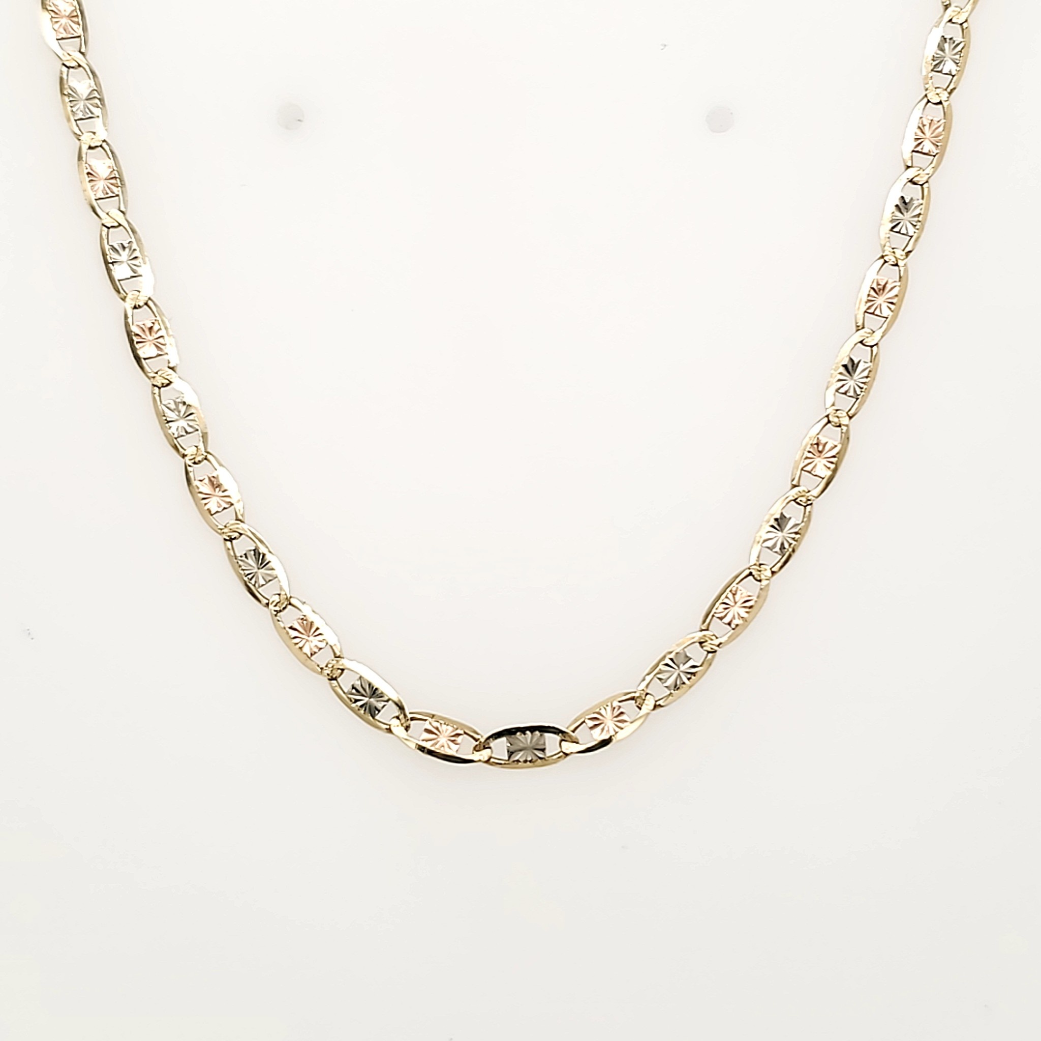 55917 14K TRI-COLOR 16" STARBURST DIAMOND CUT CHAIN