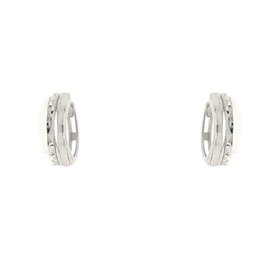 30633 14K WHITE GOLD SPLITED HIGH POLISH AND DIAMOND CUT HUGGIES