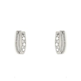 30630 14K WHITE GOLD .17TCW SPLIT 2 ROW DIAMOND SMALL HOOPS