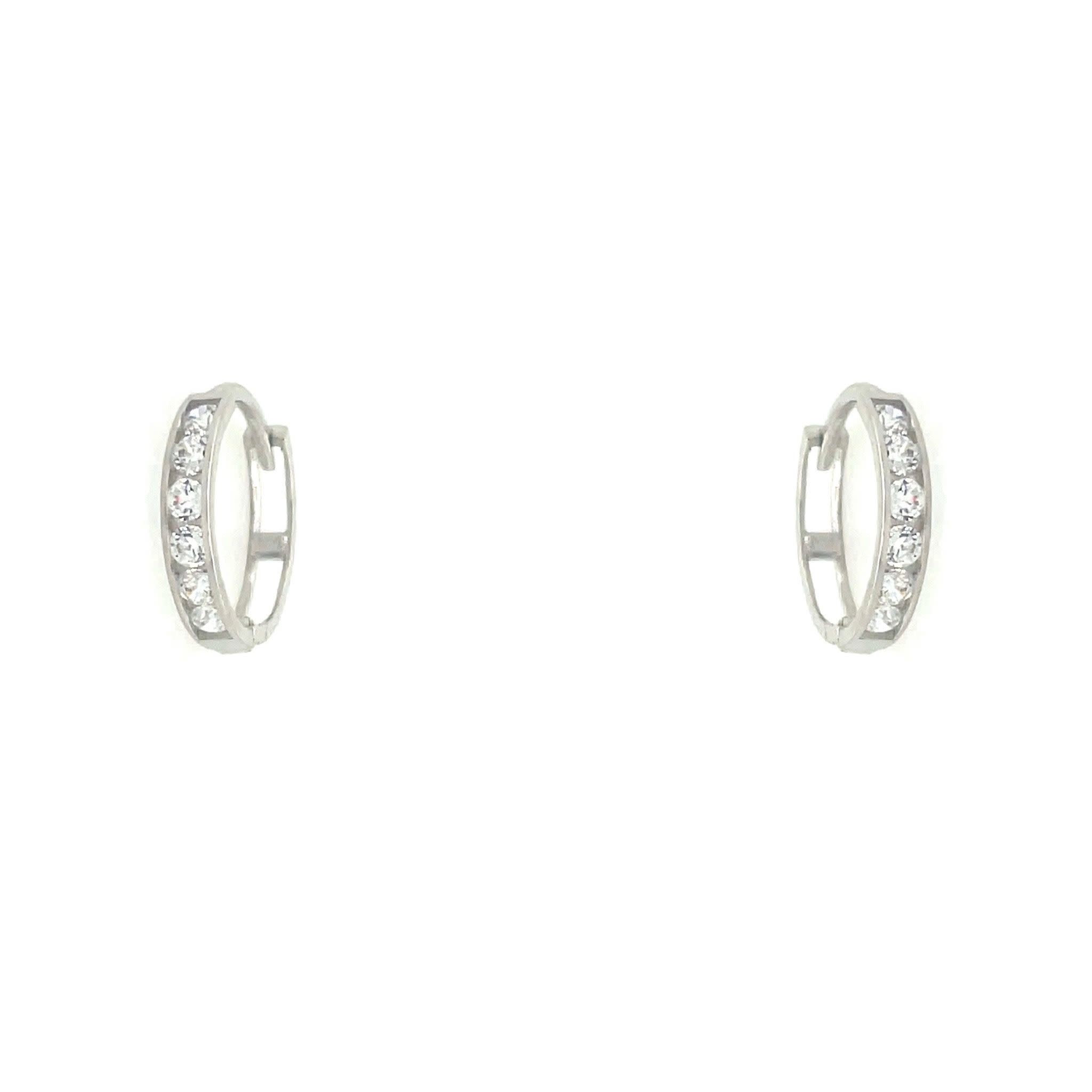 30629 14K WHITE GOLD 0.55" 2.50MM CUBIC ZIRCONIA CHANEL SET HUGGIES