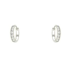 30628 14K WHITE GOLD 0.45" 2.20MM  CUBIC ZIRCONIA CHANNEL SET HUGGIES