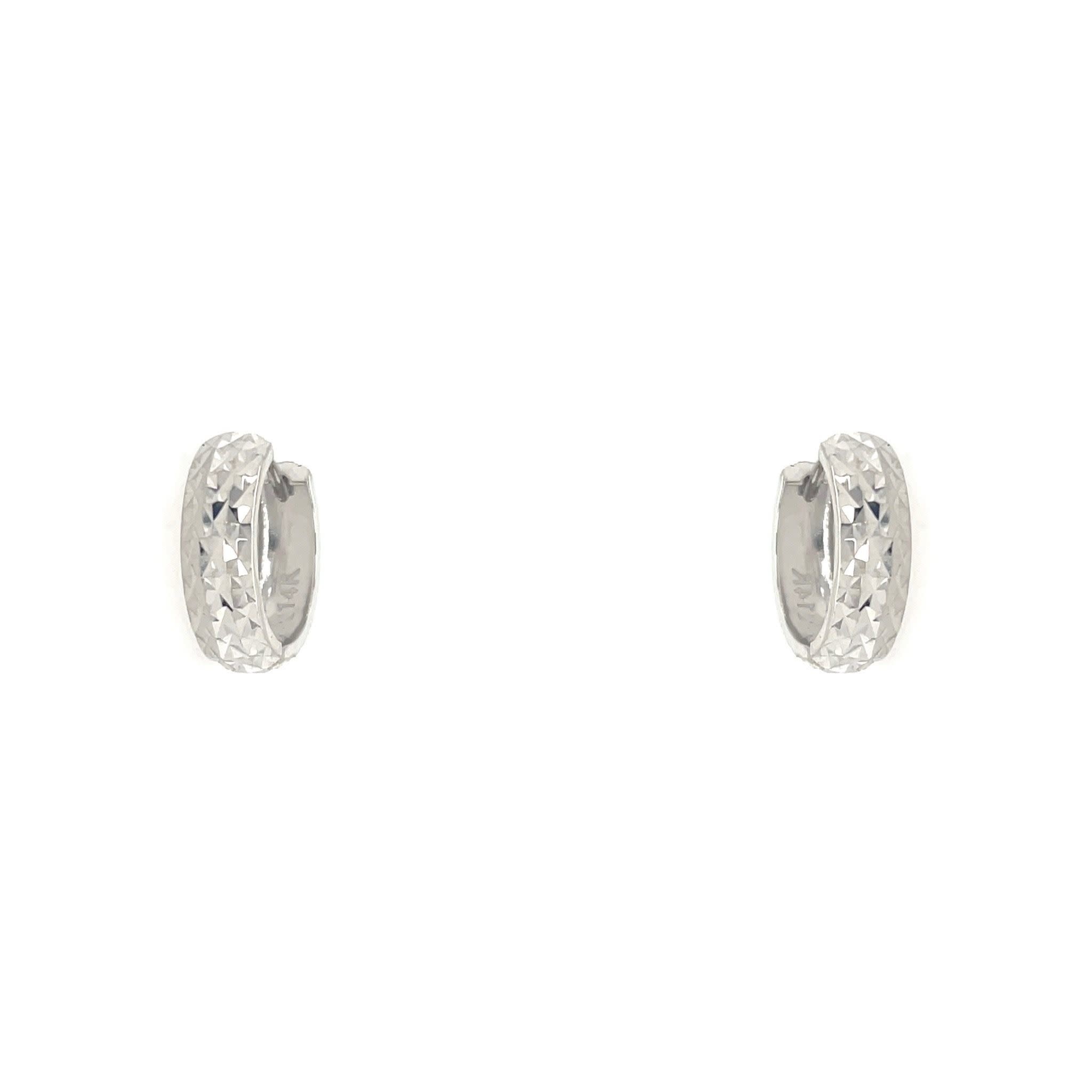 30626 14K WHITE GOLD DIAMOND CUT 0.50" 4MM HUGGIES