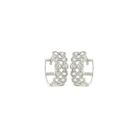 30609 14K WHITE GOLD 2 ROW ROUND CUBIC ZIRCONIA FILIGRE DESIGN HUGGIES