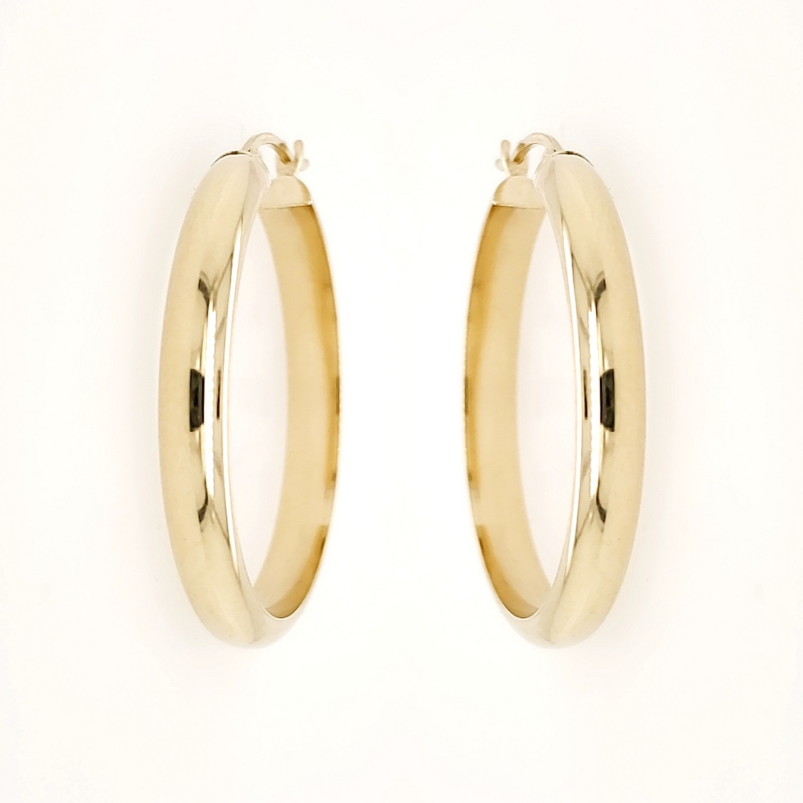 30593 14K YELLOW GOLD 2INCH 4.5MM HIGH POLISH HOOPS