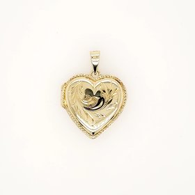 78081 14K YELLOW GOLD DIAMOND CUT HEART LOCKET