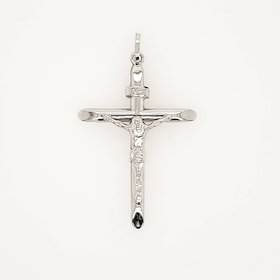77185 14K WHITE GOLD 1.5"  INRI HIGH POLISH CRUCIFIX