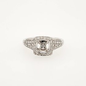 475092 18K WHITE GOLD .25CTW  HALO MOUNTING WITH .73CT CENTER  "E VS "