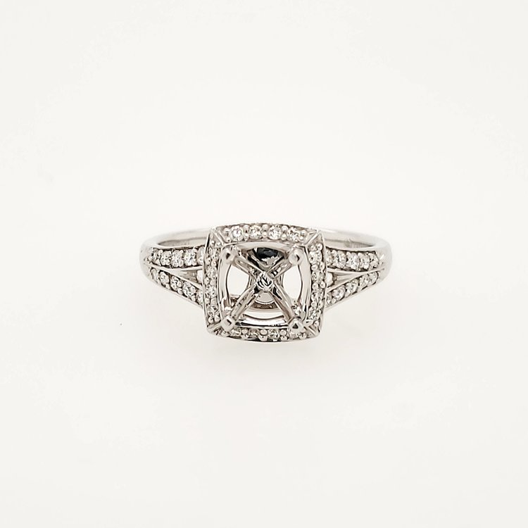 475092 18K WHITE GOLD .25CTW  HALO MOUNTING WITH .73CT CENTER  "E VS "