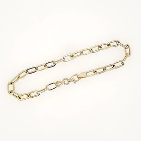 20177 14K YELLOW GOLD HIGH POLISH PAPER CLIP SEMI SOLID  BRACELET