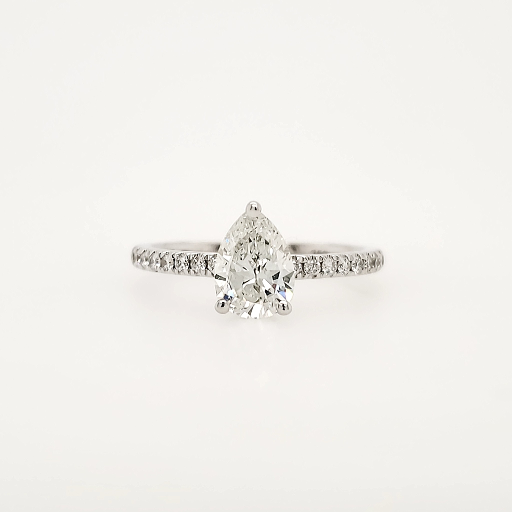 475095 18K WHITE GOLD .83CT H SI2 DIAMOND PEAR SHAPE .35CTW HIDDEN HALO SETTING ENGAGEMENT RING
