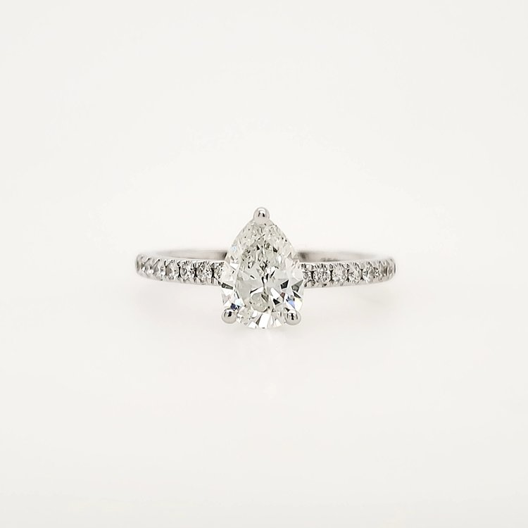 475095 18K WHITE GOLD .83CT H SI2 DIAMOND PEAR SHAPE .35CTW HIDDEN HALO SETTING  ENGAGEMENT RING