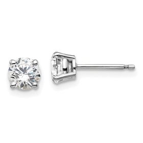 33043 14K WHITE GOLD  3MM ROUND CUBIC ZIRCONIA STUDS
