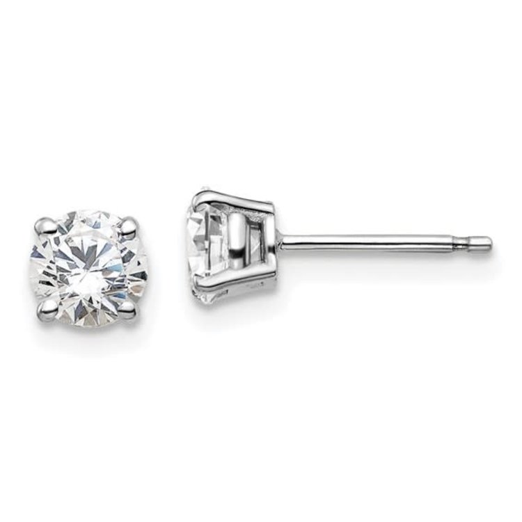 33043 14K WHITE GOLD  3MM ROUND CUBIC ZIRCONIA STUDS
