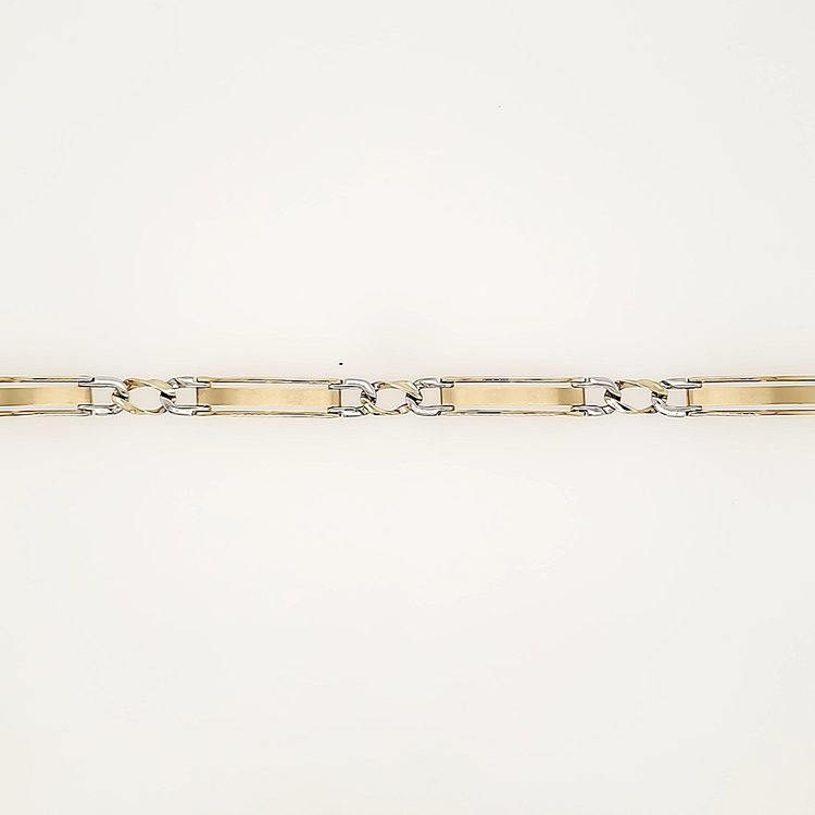 25109 14K 2 TONE BAR FANCY LINK BRACELET
