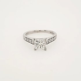 SALE  475109 18K WHITE GOLD 1.23CT DIAMOND G VS2  PRINCESS CUT FILIGREE DESIGN SETTING ENGAGEMENT RING