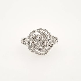 80139 STERLING SILVER GENUINE DIAMOND SWIRL CLUSTER RING