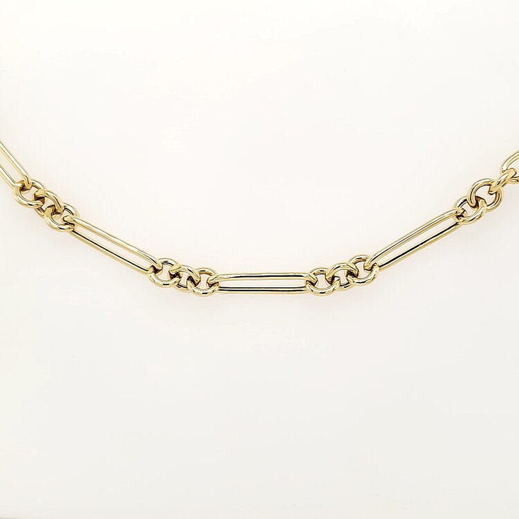 20184 14K YELLOW GOLD PAPER CLIP CABLE LINK BRACELET
