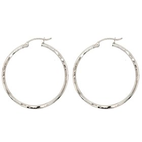 30692  WHITE GOLD 1.80" 1.90MM HIGH POLISHED AND DIAMOND CUT HOOPS
