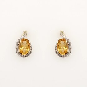 30683 10K YELLOW GOLD  .10TCW CITRINE DIAMOND STUDS
