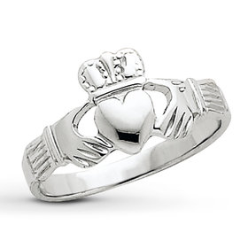 40151 14K WHITE GOLD CLADDAGH LADIES RING