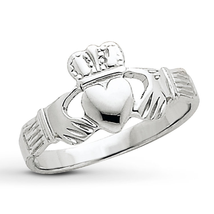 40151 14K WHITE GOLD CLADDAGH LADIES RING