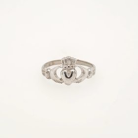 40154 14K WHITE GOLD CLADDAGH DAINTY LADIES RING