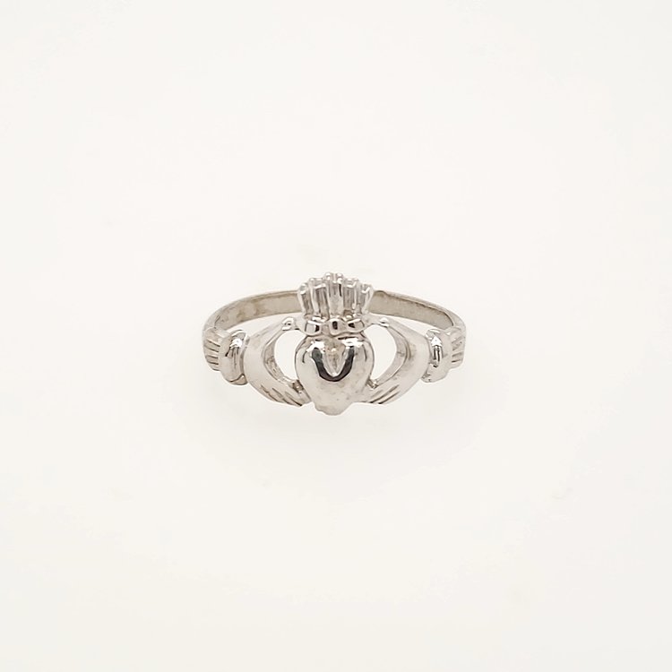 40154 14K WHITE GOLD CLADDAGH DAINTY LADIES RING