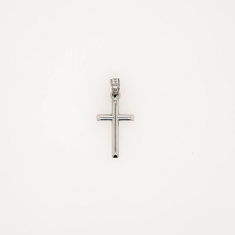 77202 14K WHITE GOLD SMALL HIGH POLISH CUT ENDS CROSS