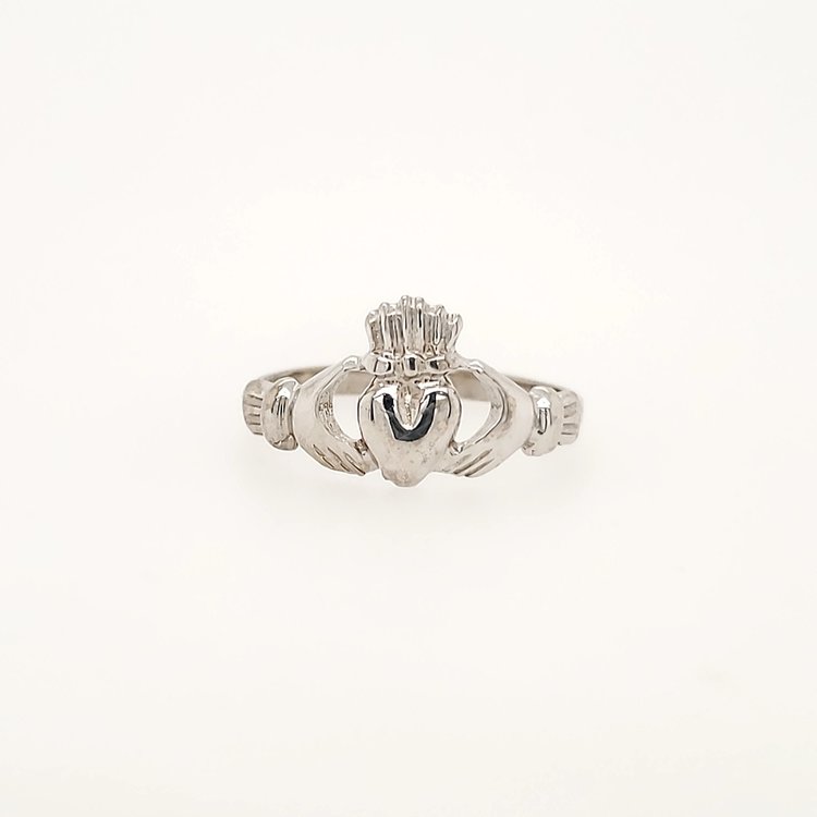 40154 14K WHITE GOLD CLADDAGH DAINTY LADIES RING