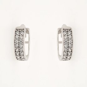 30719 14K WHITE GOLD CUBIC ZIRCONIA 2 ROW CHANEL SET HUGGIES