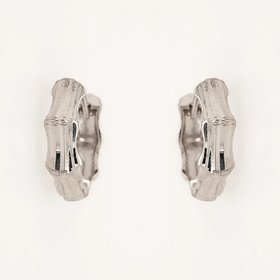 30726 14K WHITE GOLD DIAMOND CUT BAMBOO DESIGN HUGGIES