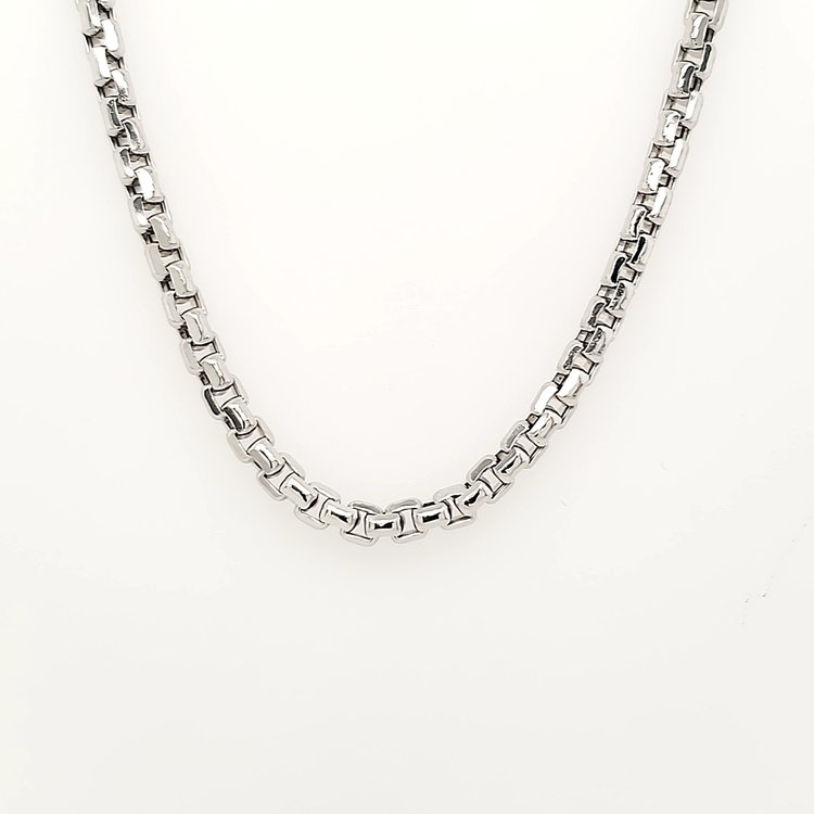 50230 14K WHITE GOLD  24" 2.2MM  ROUND BOX LINK CHAIN