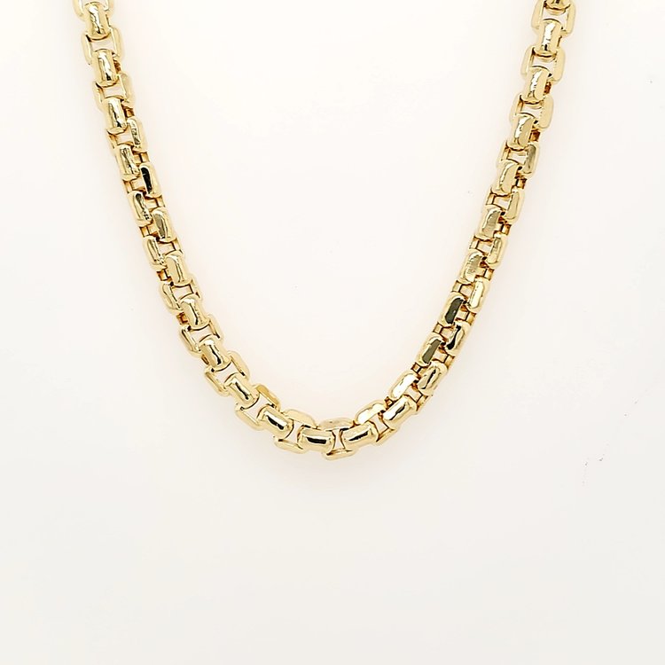 50232 14K YELLOW GOLD 24" 3.85MM   ROUND BOX DIAMOND CUT CHAIN