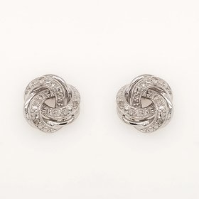 80182 STERLING SILVER  DIAMOND LOVE KNOT STUD EARRINGS