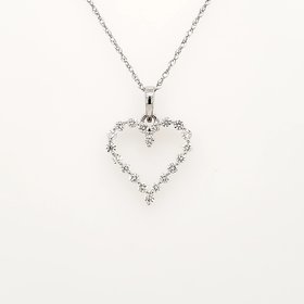 70251 14K WHITE GOLD .34CTW DIAMOND SHARED PRONG OPEN HEART PENDANT  NECKLACE