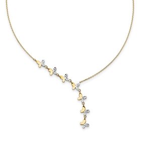 60075 14K TWO TONE DIAMOND CUT BUTTERFLY LARIAT NECKPIECE