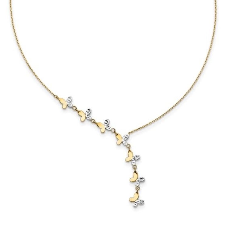 60075 14K TWO TONE DIAMOND CUT BUTTERFLY LARIAT NECKPIECE