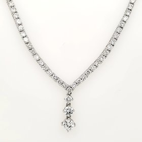 80183 STERLING SILVER CUBIC ZIRCONIA TENNIS LARIAT FANCY NECKLACE